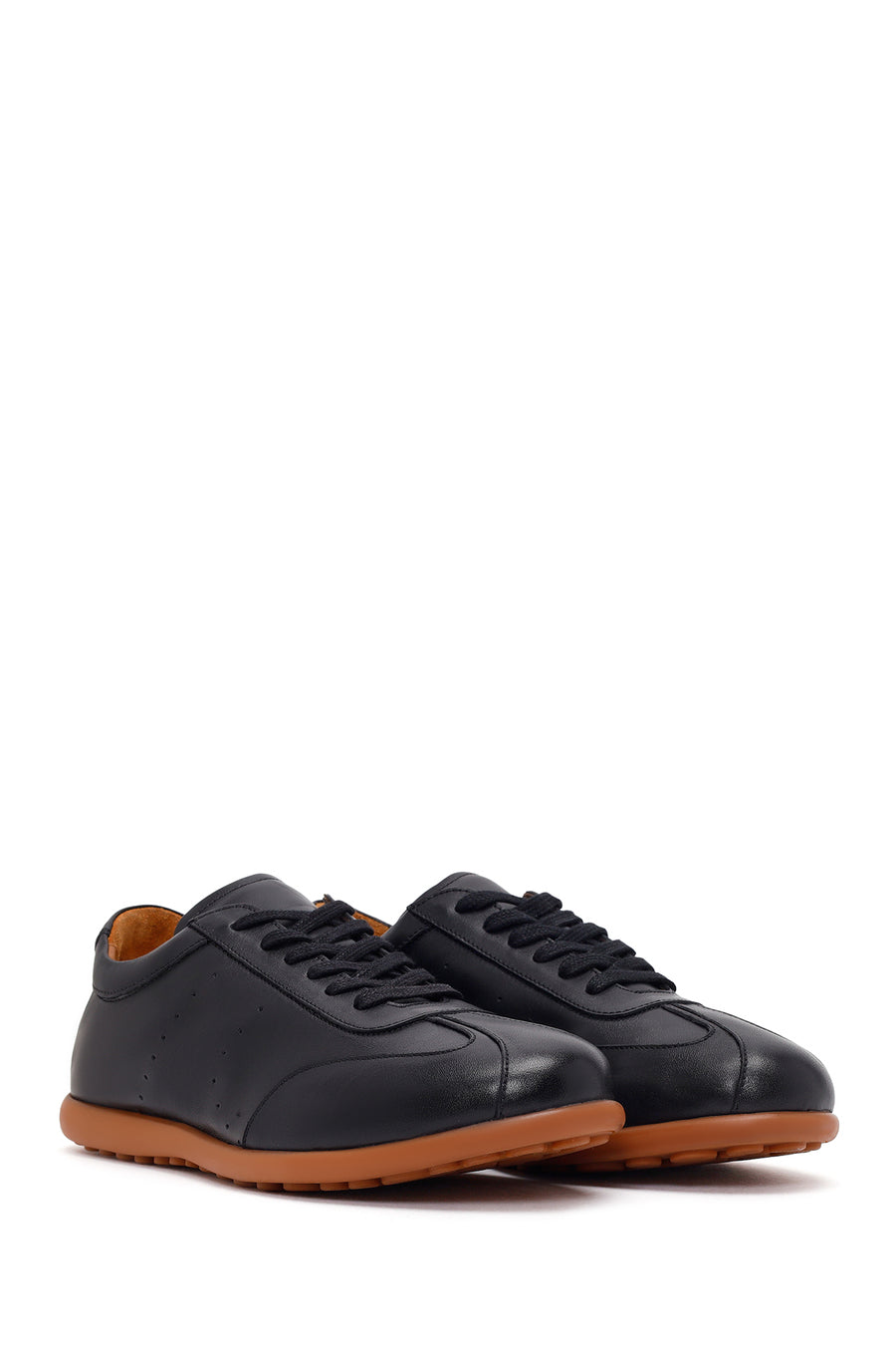 Men's Black Lace-up Leather Sneaker