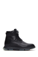 Men's Black Leather Zippered Casual Boots | Derimod