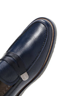 Men's Navy Blue Leather Casual Loafer | Derimod