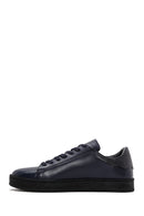 Men's Navy Blue Leather Sneaker | Derimod