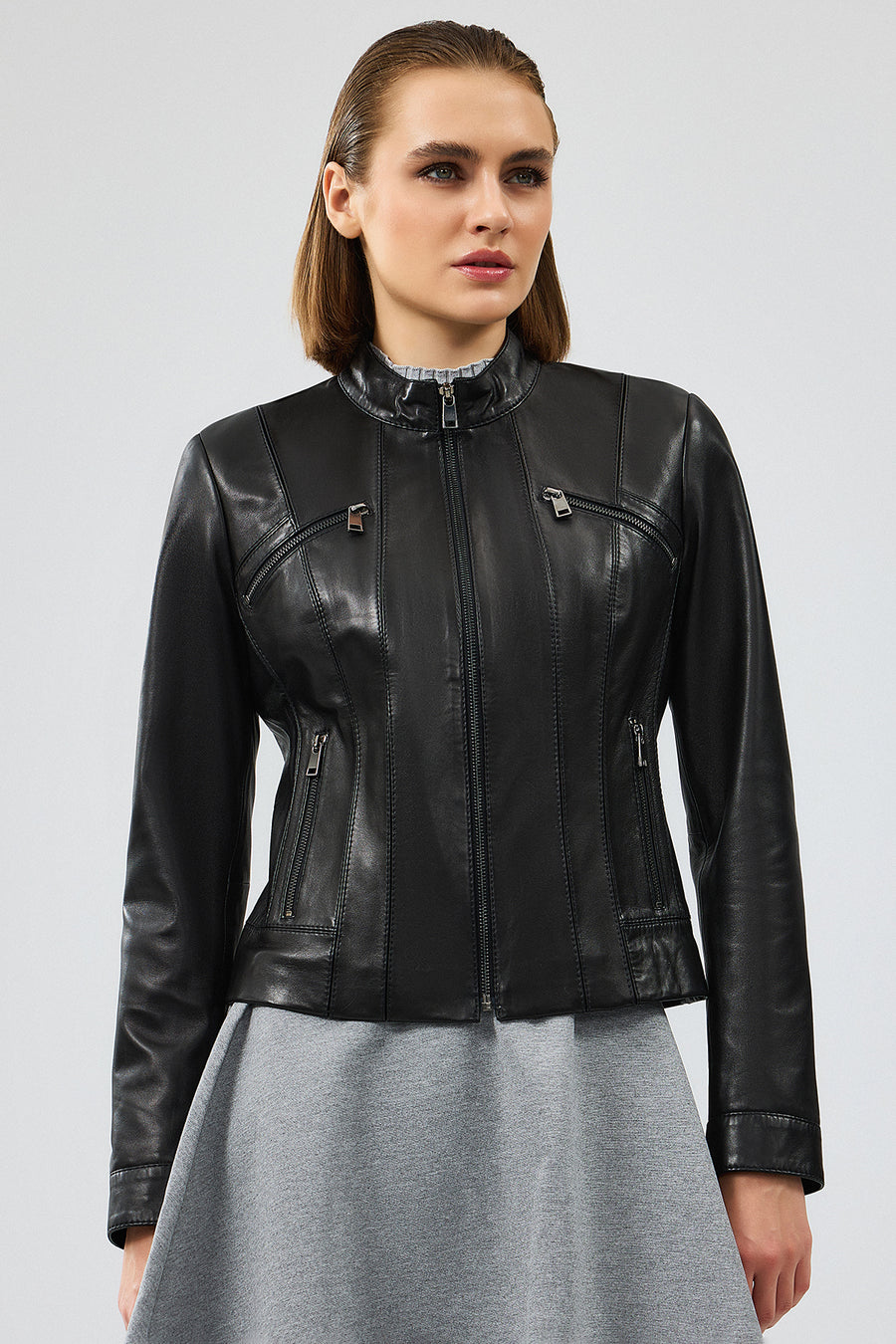 Linda Women's Black Short Leather Jacket