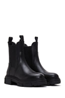 Women's Black Leather Chelsea Boots | Derimod