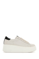 Women's Beige Leather Thick Soled Sneaker | Derimod