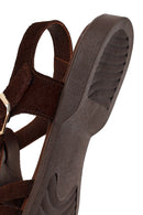 Woman Brown Ankle Buckle Suede Sandal | Derimod