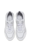 Women's White Leather Suede Detailed Thick Soled Sneaker | Derimod