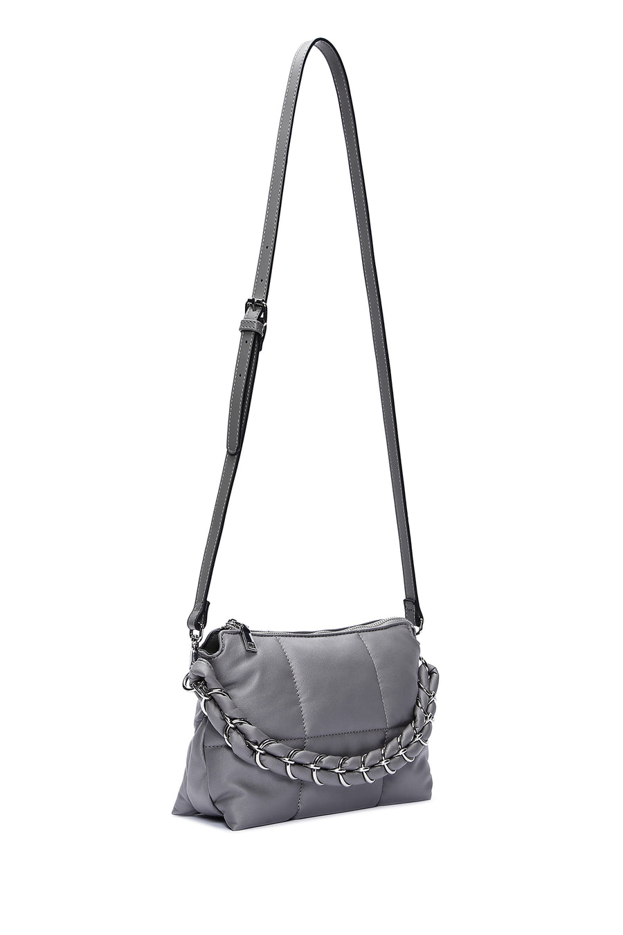 Women's Gray Quilted Crossbody Bag