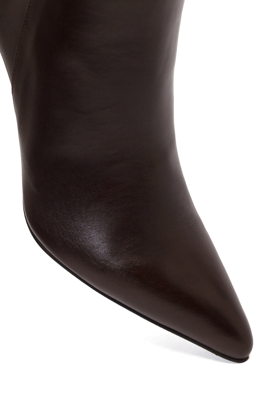 Woman Brown Zip Closure Thin High-Heel Leather Boots