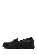 Women's Black Leather Comfort Loafer | Derimod