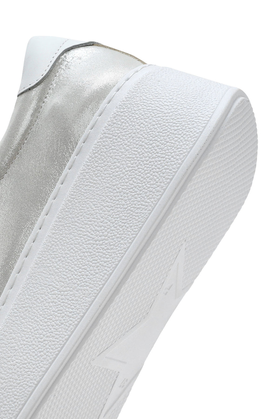 Women's Silver Thick Sole Side Zipper Leather Sneaker