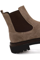 Male Beige Thick-Soled Suede Chelsea Boots | Derimod