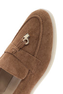 Women's Tan Tassel Suede Masculine Loafer | Derimod