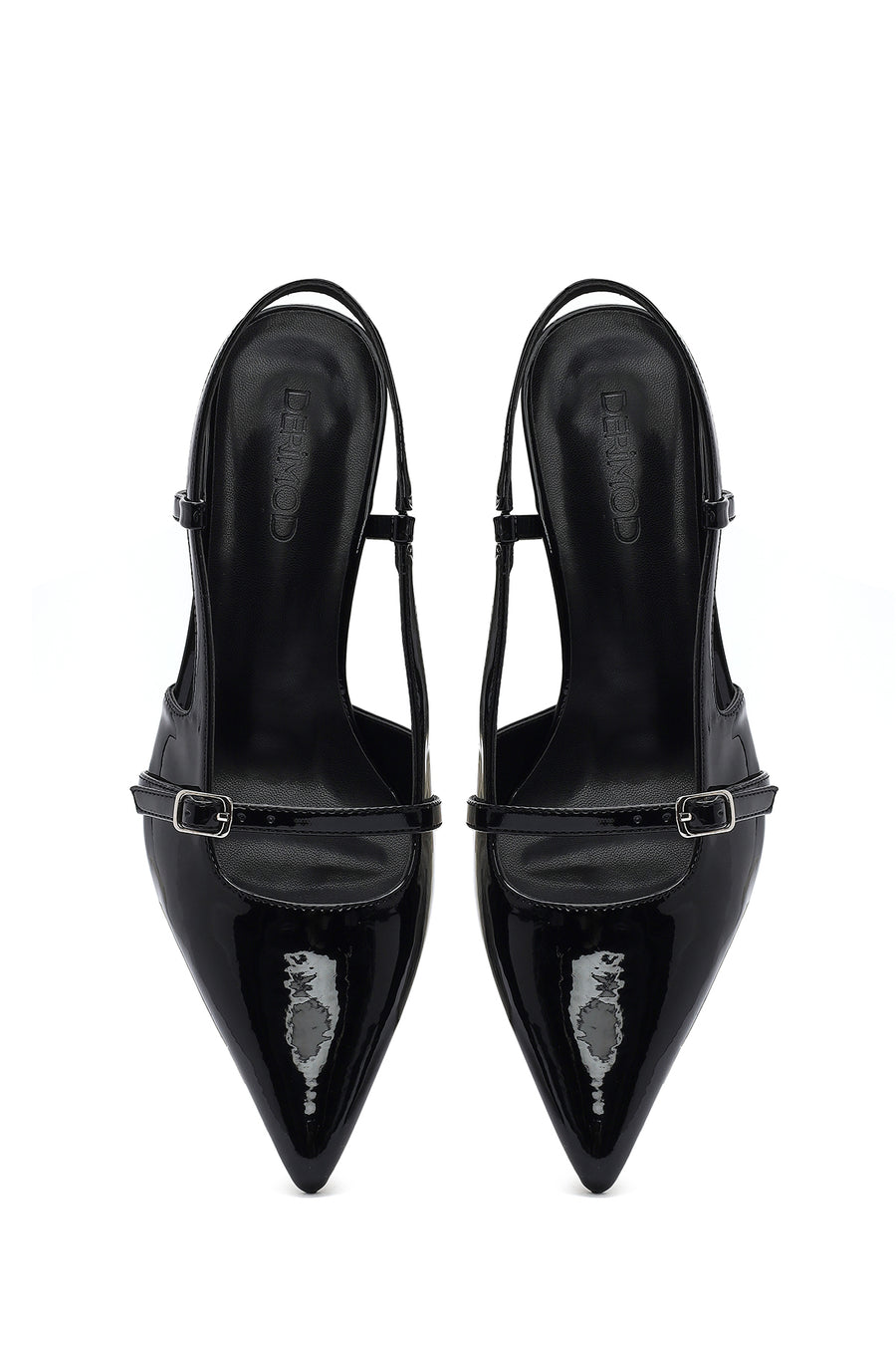 Women's Black Open Back Thin Heeled Shoes