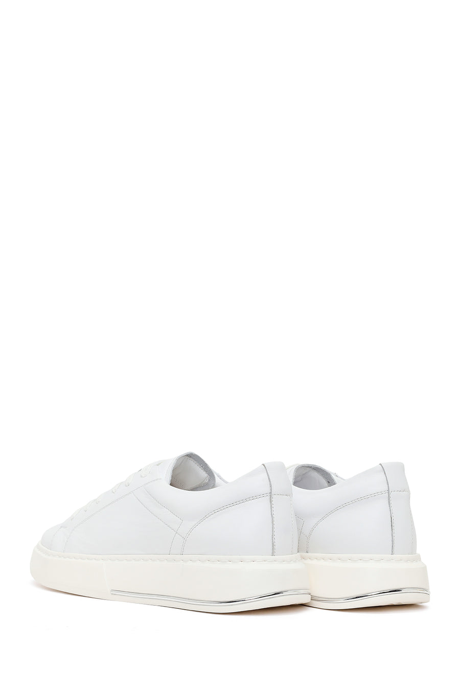 Male White Lace-Up Leather Sneaker