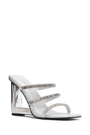 Women's Silver Faux Leather Slippers | Derimod