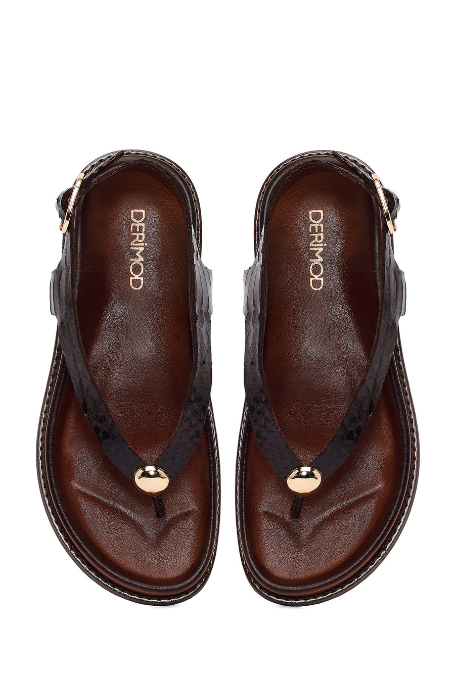 Woman Brown Leather Flip-Flop Sandal