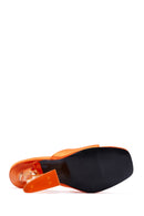 Women's Orange Transparent Heeled Slippers | Derimod