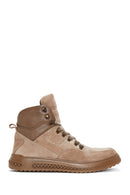 Men's Beige Lace-Up Nubuck Leather Casual Boots | Derimod