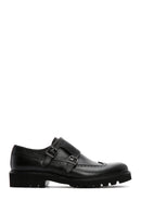 Men's Black Double Buckle Leather Casual Shoes | Derimod