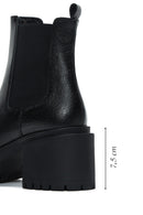 Women's Black Leather Heeled Chelsea Boots | Derimod