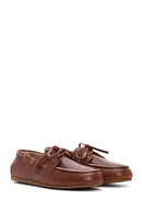 Women's Tan Leather Masculine Loafer | Derimod