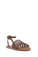 Kadın Kahverengi Bilekten Bağlamalı Deri Bodrum Sandalet | Derimod