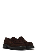 Woman Brown Thick-Soled Suede Loafer | Derimod