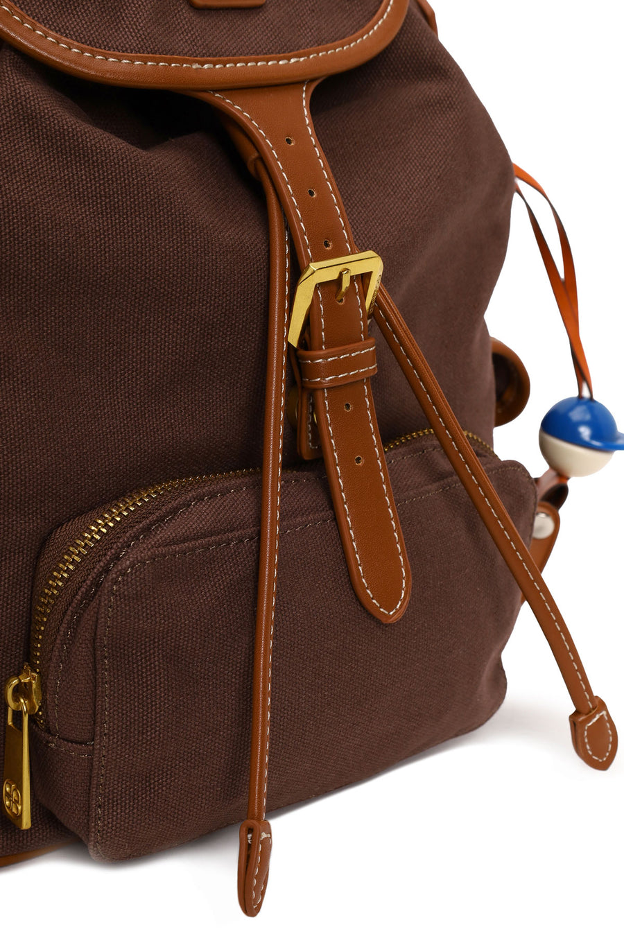 Woman Brown Fabric Backpack