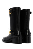 Women's Black Zippered Buckle Detailed Leather Boots | Derimod