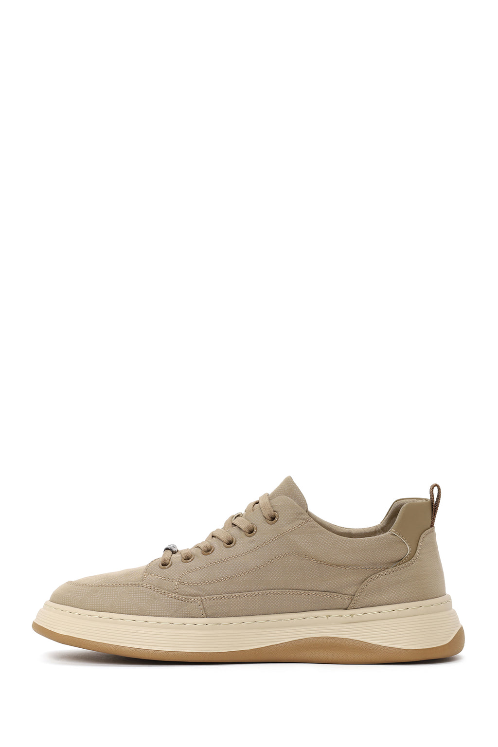 Erkek Bej Bağcıklı Kumaş Sneaker