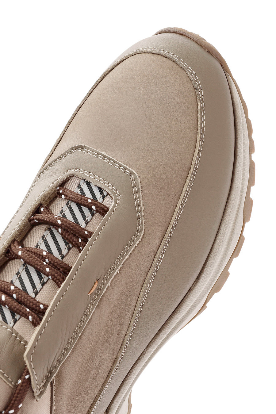 Erkek Vizon Bağcıklı Nubuk Deri Sneaker