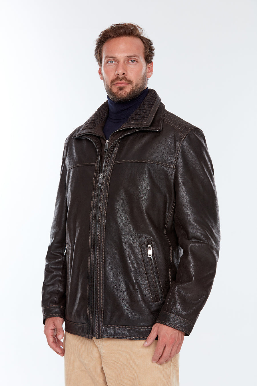 Roberto (Plus) Men's Brown Leather Jacket