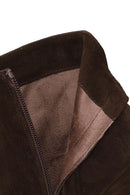 Woman Brown Zip Closure High Thin Heeled Suede Boots | Derimod