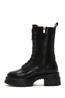 Women's Black Leather Thick Soled Boots | Derimod