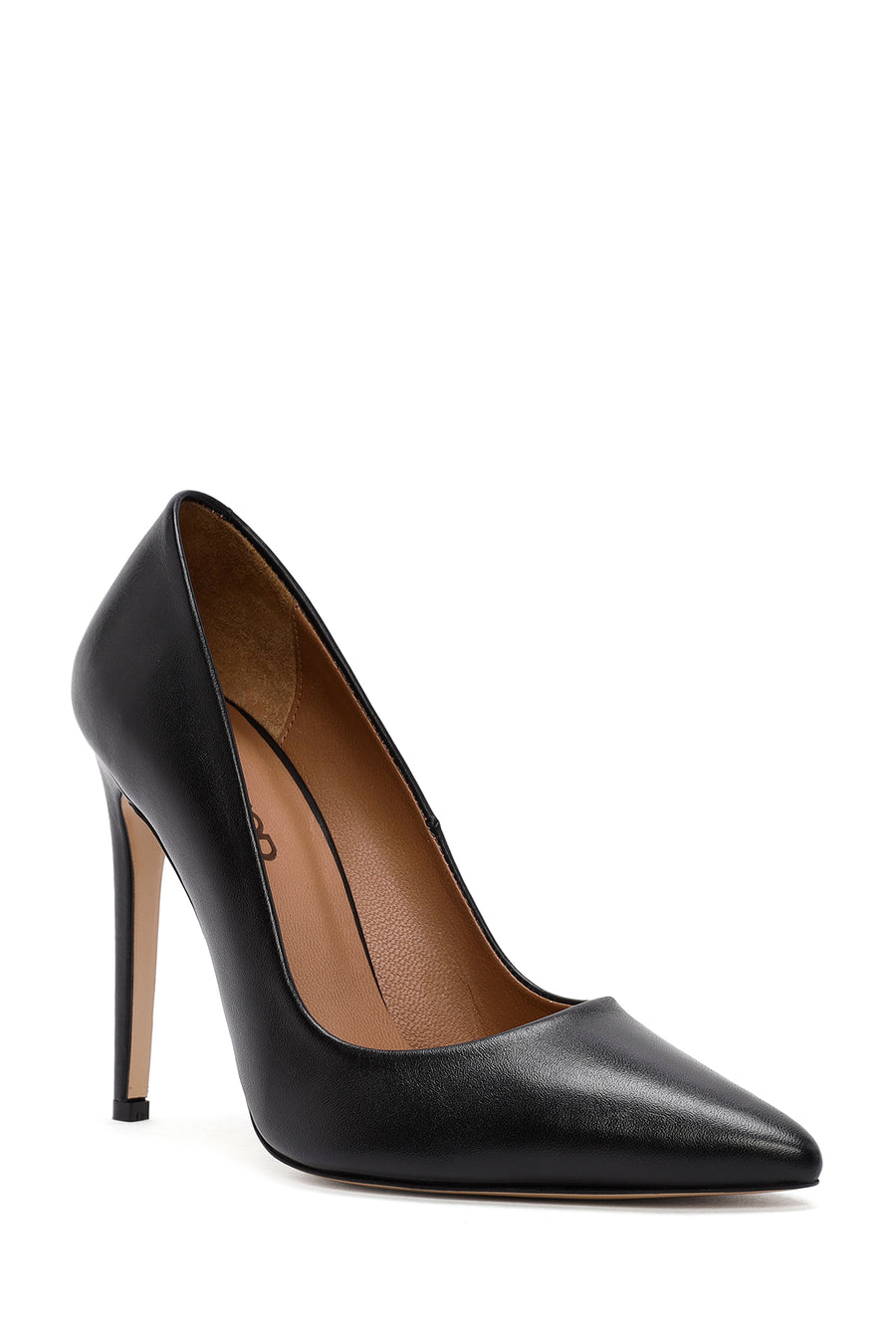 Kadın Siyah Yüksek İnce Topuklu Deri Stiletto