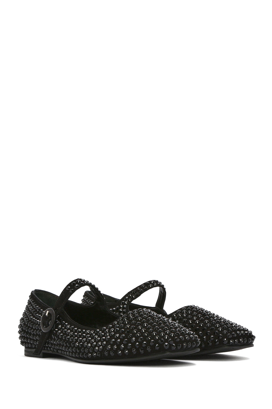 Women's Black Stone Leather Ballerinas
