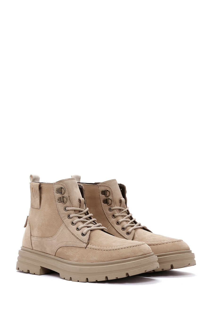 Men's Beige Casual Nubuck Leather Boots