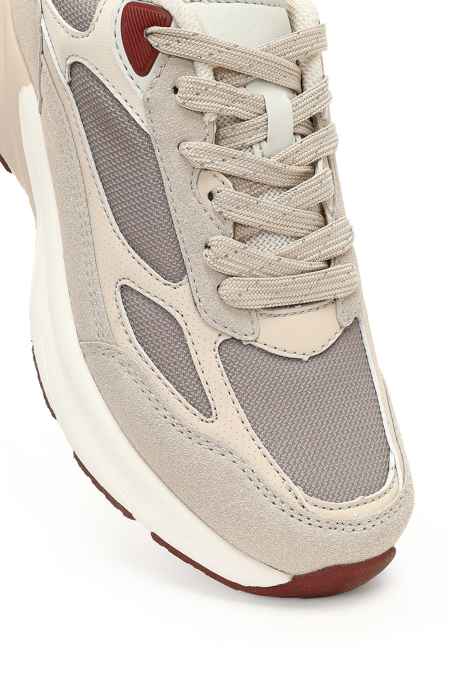 Kadın Bej Bağcıklı Kalın Tabanlı Sneaker