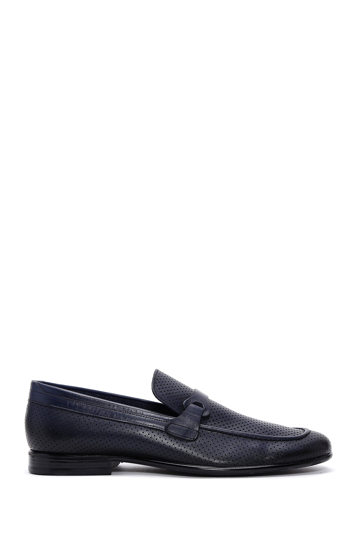 Men's Navy Blue Leather Casual Loafer 24SFD6011DI | Derimod