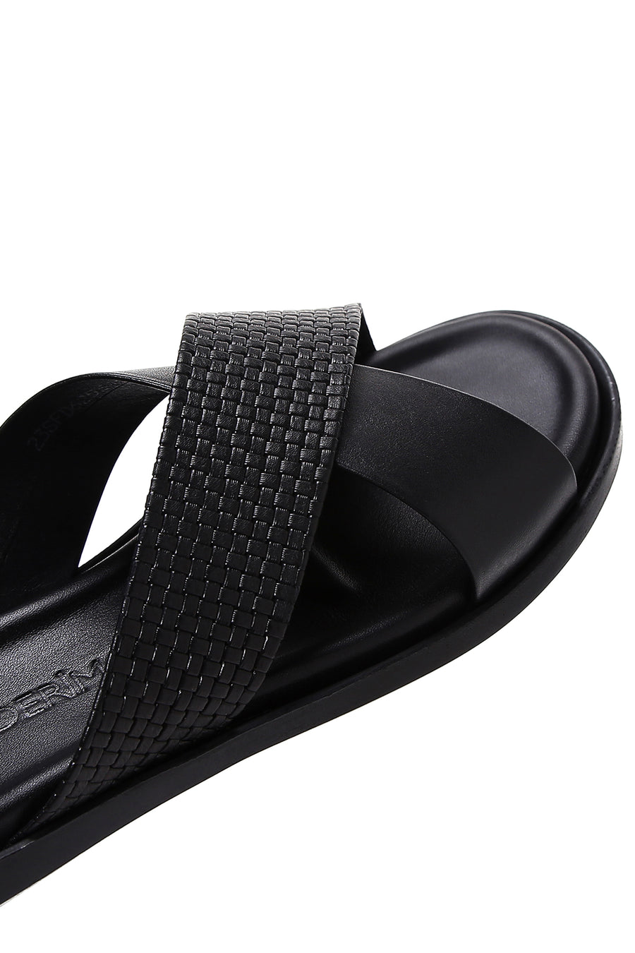 Men's Black Knitted Patterned Leather Slippers
