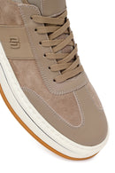 Male Beige Lace-Up Thick-Soled Leather Sneaker | Derimod