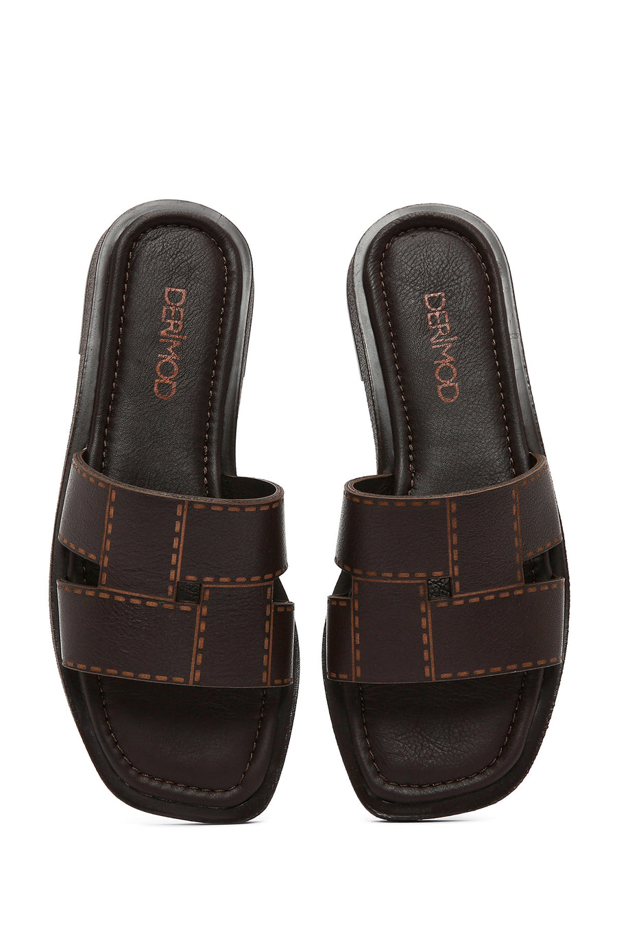 Women's Brown Leather Slippers