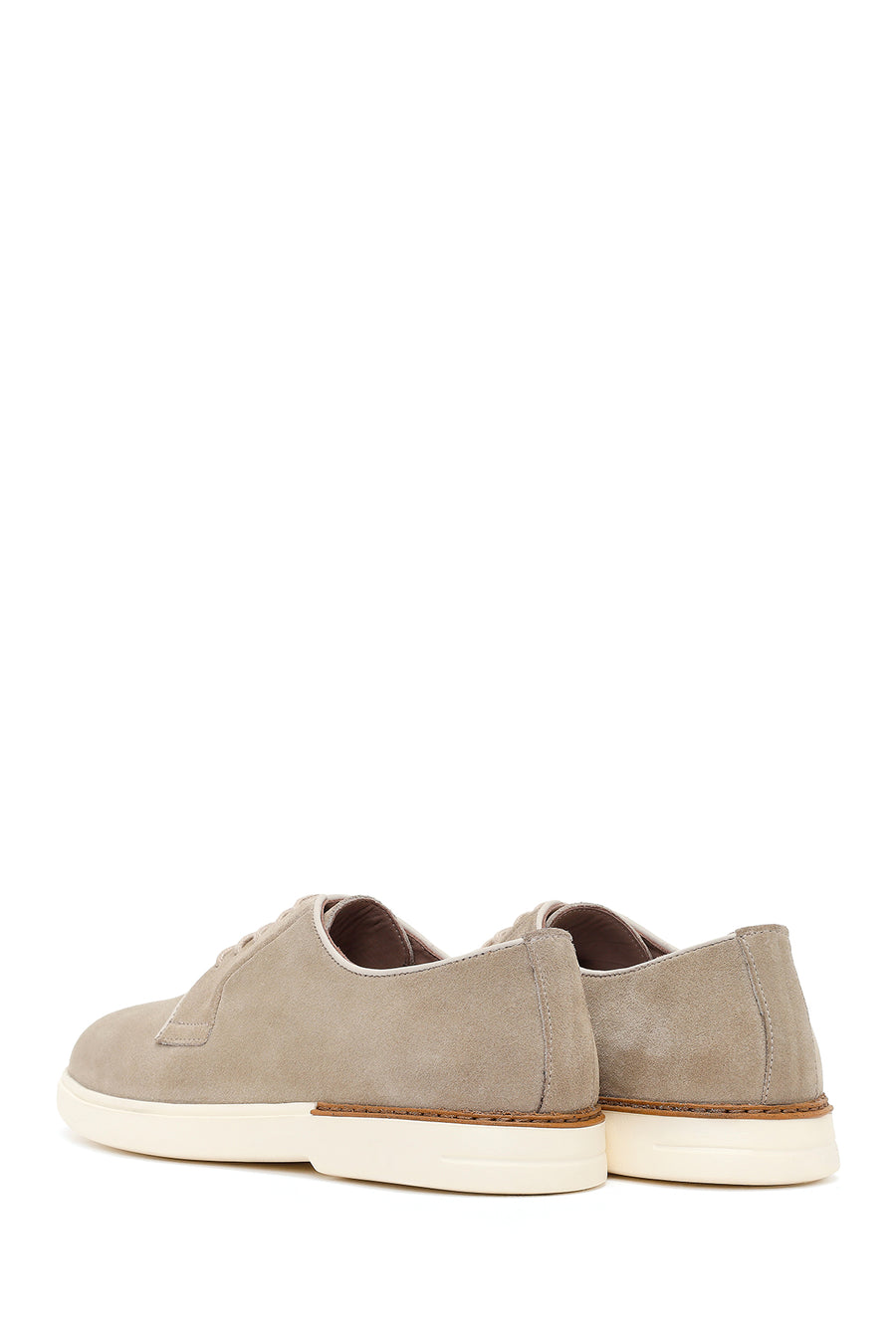 Men's Beige Lace-up Suede Leather Casual Shoes