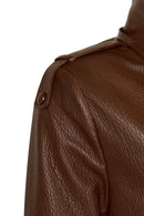 Carmen Woman Brown Fur Collar Leather Coat | Derimod