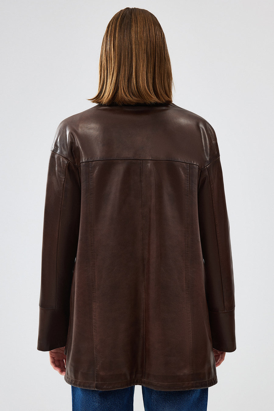 Dalida Women's Brown Oversize Leather Jacket
