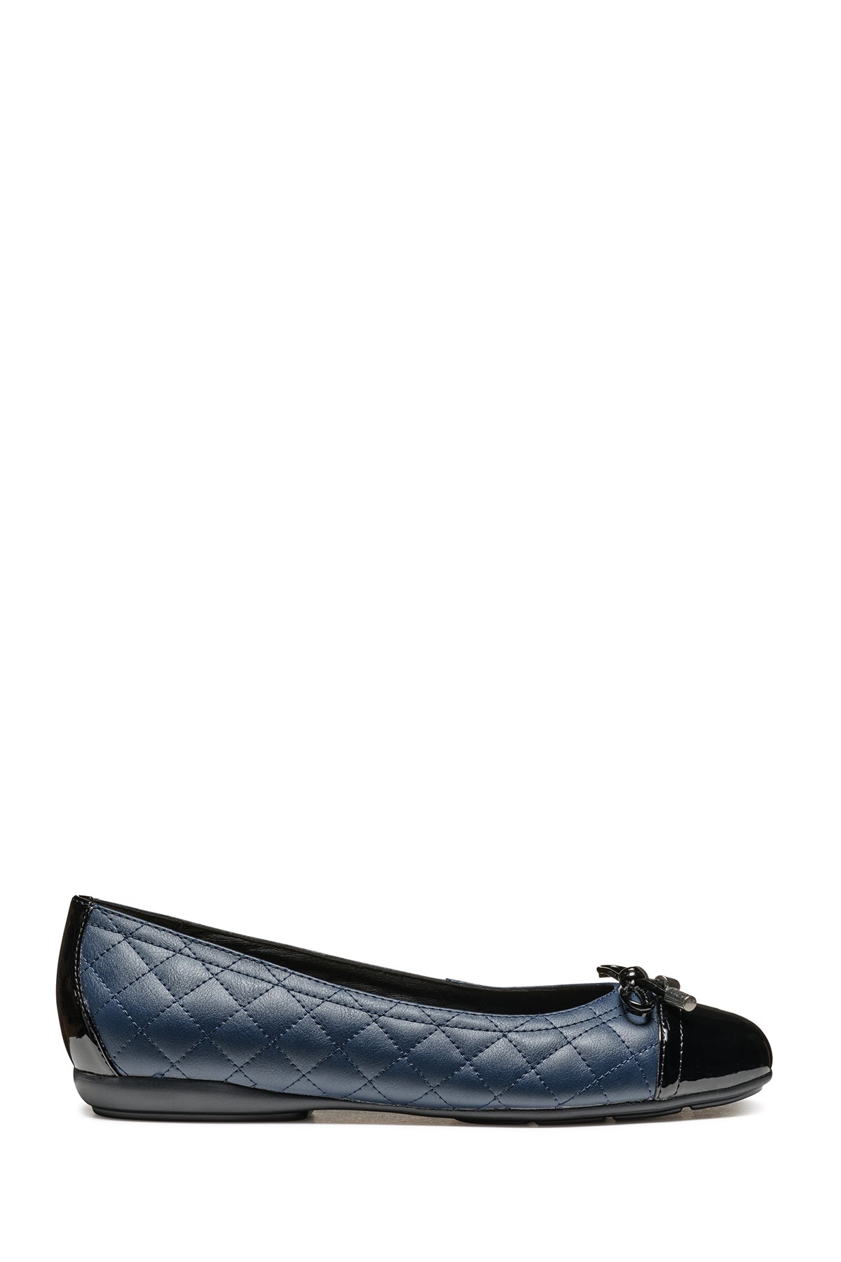 Geox Women's Navy Blue Annytah Quilted Patterned Leather Ballerinas D467NB05402C0045 | Derimod