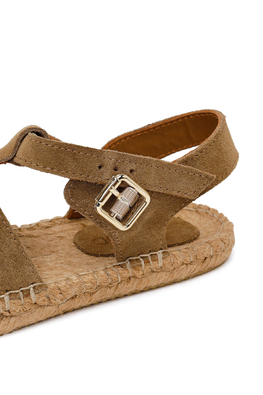 Woman Tan Ankle-Buckle Suede Espadrilles Sandal