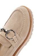 Women's Beige Thick Soled Suede Leather Masculine Loafer | Derimod