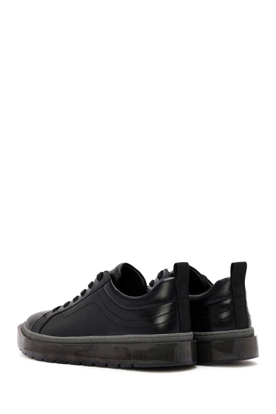Men's Black Lace-up Leather Sneaker