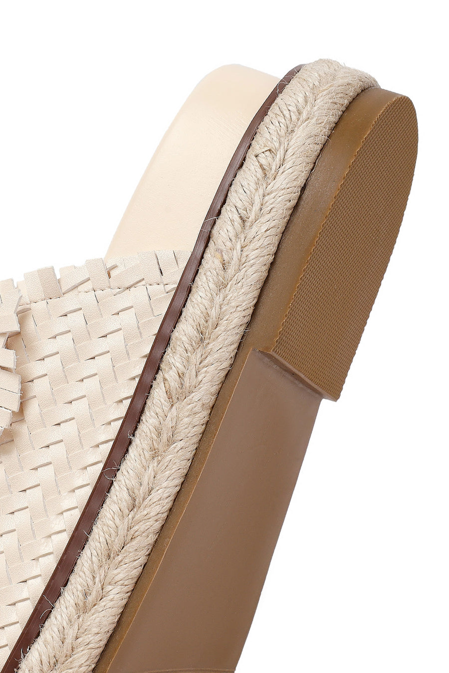 Women's Beige Thick Soled Knitted Slippers