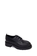 Woman Black Lace-Up Thick-Soled Leather Masculine Shoes | Derimod